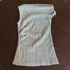 Zara Gray Asymmetrical Ribbed Cap Sleeve Tank Top